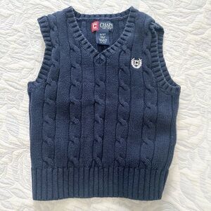 Chaps blue vest cable knit 3T toddler boy